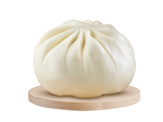 Single steamed bao bun isolated or a Chinese steamed bun, BaoZi. png transparency