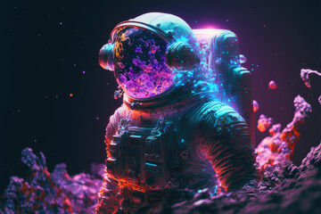 Obraz na płótnie Canvas 3d illustration of an astronaut made of crystals