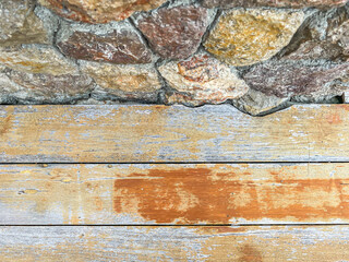 Abstract ancient peeled paint texture, hoirzontal stripe pattern of wooden floor and  grid rock wall background.