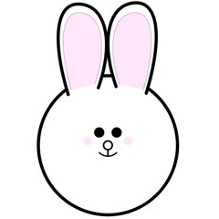 Round white bunny with pink ears