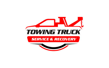 Illustration vector graphic of towing truck service logo design suitable for the automotive company