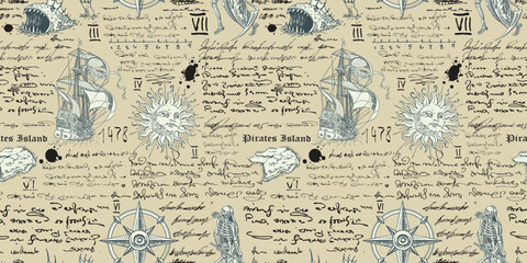 Fototapeta na wymiar medieval nautical record of the captain's diary