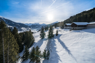Snow mountains landscape