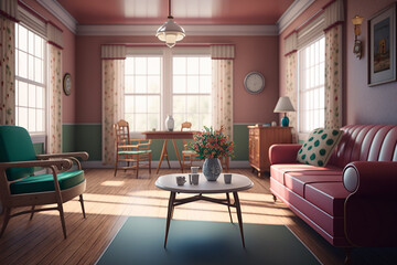 Fototapeta premium Living room interior generated with AI