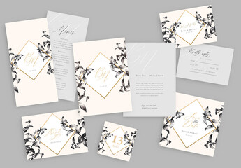 Wedding Stationery Graphite Flowers