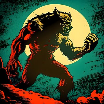 Howling werewolf Comic book cover Generative AI