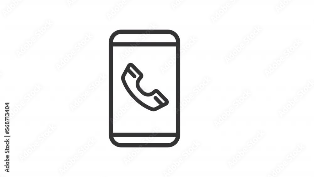 Poster animated calling phone linear icon. answer incoming call. vibrating smartphone. dialing contact. sea