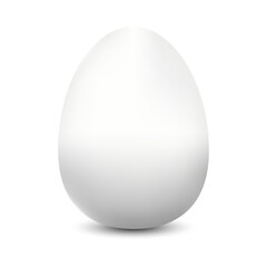 Vector realistic white egg. 3d design easter element isolated on transparent background.