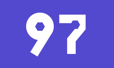 Number Blue Tech Modern Hexagon Logo