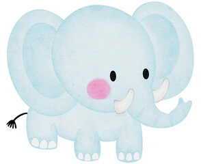 cute elephant cartoon watercolor illustration