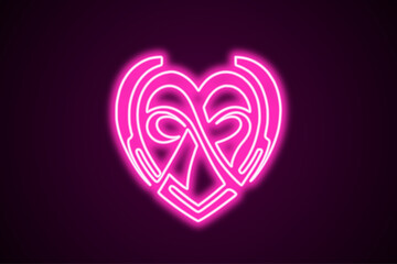 Infinity symbol heart love neon glowing icon