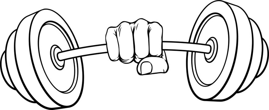 Weight Lifting Fist Hand Holding Barbell Concept