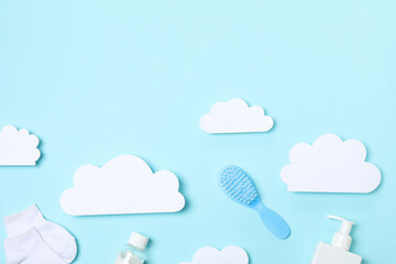 Concept of children's cosmetics, space for text