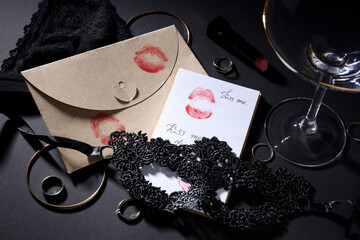 Concept of romantic love letter, romantic correspondence