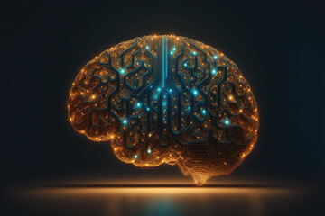 3d illustration of a brain made out of circuits