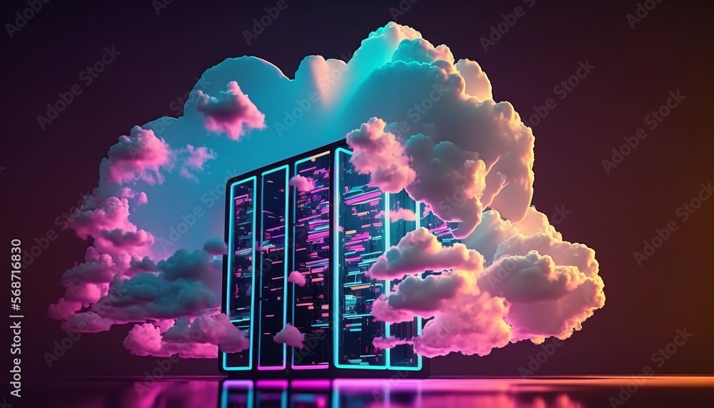 Poster background for the cloud computing technology idea, digital drawing. generative ai.