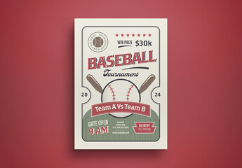 Green Retro Baseball Tournament Flyer Layout