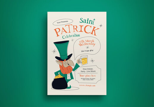 Beige Mid Century St Patrick's Day Flyer Layout