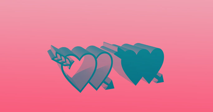 pink felt with heart.pink background for Valentine's Day 3D illustration. The concept of Valentine's day. February 14, the concept of love and loyalty.