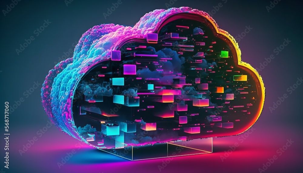 Poster background for the cloud computing technology idea, digital drawing. generative ai.