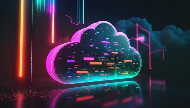 Background for the cloud computing technology idea, digital drawing. Generative Ai.