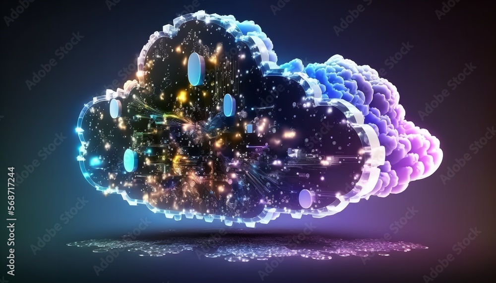 Poster background for the cloud computing technology idea, digital drawing. generative ai.