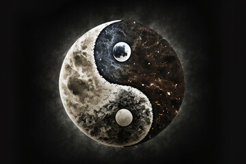 Yin Yang symbol icon in artistic style. Generative AI - obrazy, fototapety, plakaty