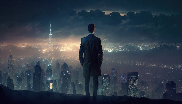 Successful Business Man Overlooking The City