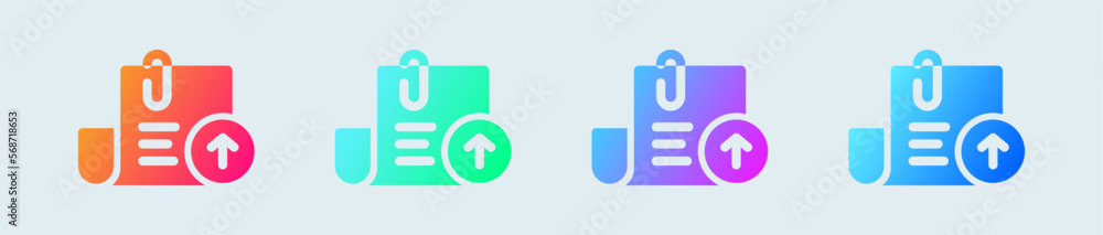 Poster upload solid icon in gradient colors. cloud file signs vector illustration.