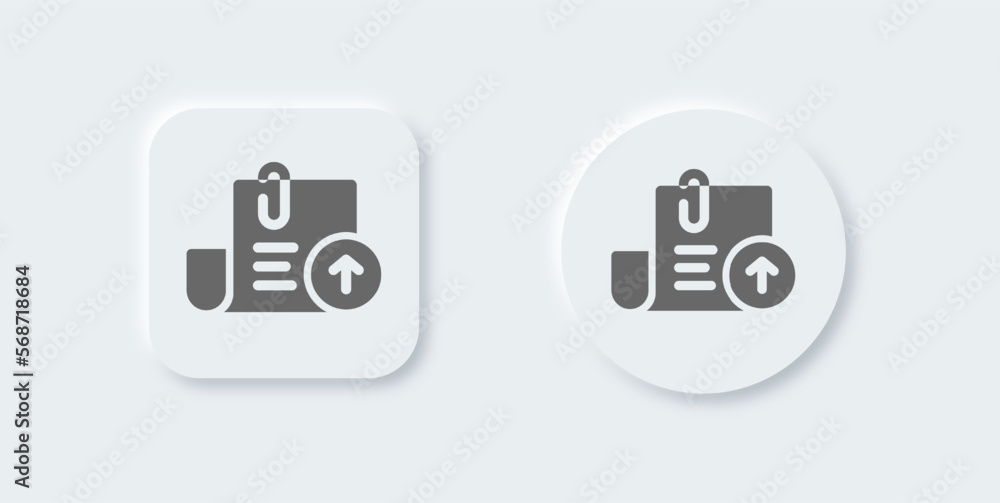 Aufkleber upload solid icon in neomorphic design style. cloud file signs vector illustration.