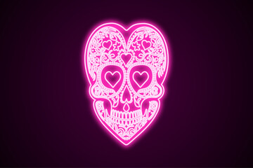 Skull in shape of heart with heart eyes valentines love icon