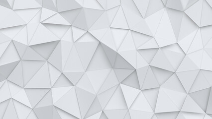 White triangular polygon surface 3D rendering