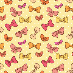 Bow polka dot seamless pattern