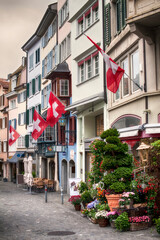 Fototapeta na wymiar Street view in old town Zurich, Switzerland