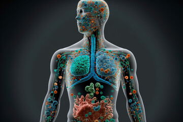 3d illustration of the human microbiome - 568719272