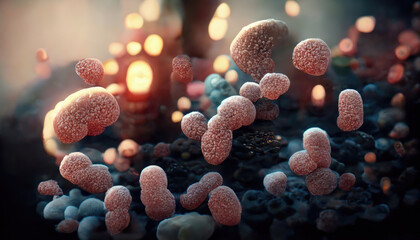 3d illustration of the human microbiome