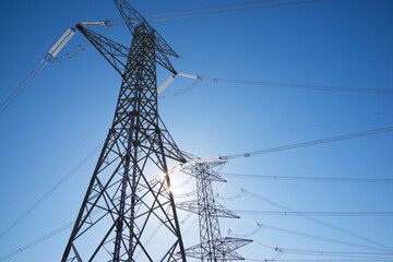 Power line and clear sky