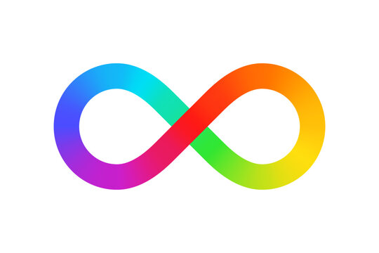 Rainbow gradient infinity symbol isolated on white background. Vector
