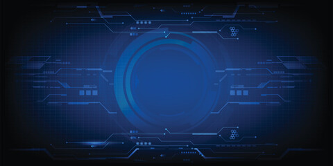 Obraz premium Vector illustrations of futuristic digital element with horizon space grid,line and circuit for advertising and game artwork.Future tech design concepts.