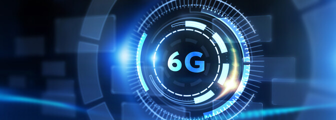 The concept of 6G network, high-speed mobile Internet, new generation networks. Business, modern technology, internet and networking concept. 3d illustration