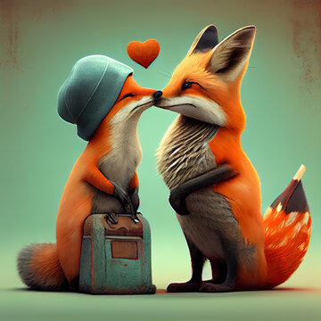 Two foxes in love