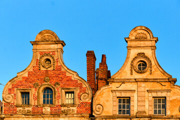 houses in the dusk of Heroes square in Arras, Northern France