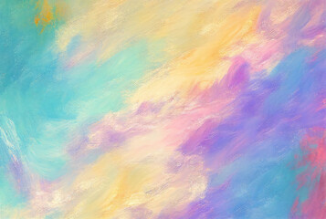 Fototapeta na wymiar Pastel colors blue, yellow, purple, pink, abstract background with watercolor paints. Generative AI