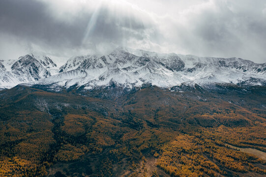 Autumn sunset over the North Chuya mountain range