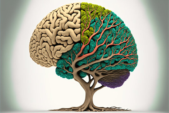 brain shaping tree, symbolizing emotional intelligence . Generative AI