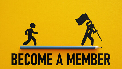 Become a member is shown using the text - obrazy, fototapety, plakaty