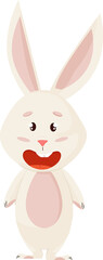 Bunny Character. Smile Funny, Happy Easter Cartoon Rabbit. PNG