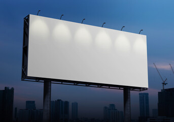 Fototapeta premium Mockup Outdoor billboard on blue sky background with copy space for your logo or graphic design, 3d rendering studio