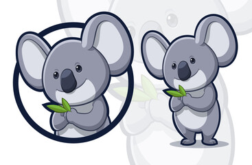 Cute Koala Holding Eucalyptus Leaves