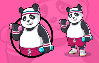 Panda Working Outs With Dumbbell